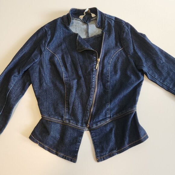 Nicki Minaj Denim Jean Jacket Fitted‎ Blue Zippered Womens Size Medium - Picture 6 of 14